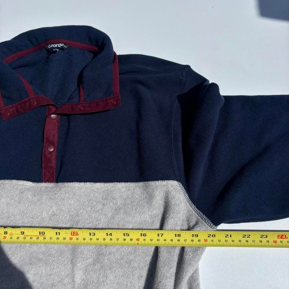 George navy blue and gray color-blocked fleece jumper with burgundy trim - M - Picture 5 of 6